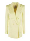 Ermanno Firenze Double-breasted Blazer With Notched Lapel And Padded Shoulders