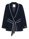 Ermanno Firenze Belted Blazer In Blue