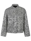 Ermanno Firenze Sequined Casual Jacket In Silver