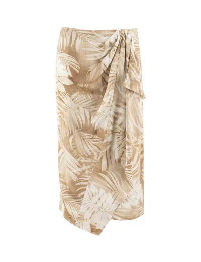 Ermanno Firenze Jungle Print Beige Pareo Skirt In Neutrals