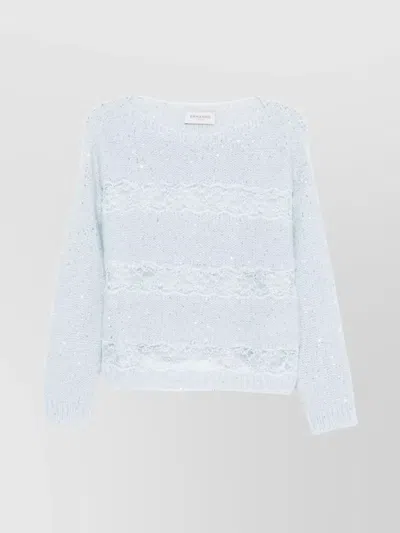 ERMANNO FIRENZE KNITWEAR WITH LACE AND SEQUIN EMBELLISHMENTS