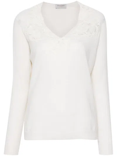 ERMANNO FIRENZE LACE-APPLIQUÉ SWEATER