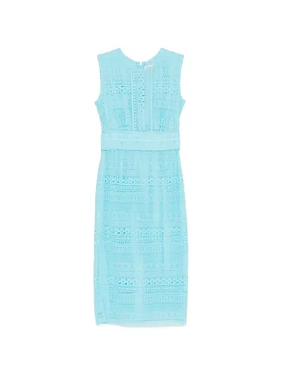 Ermanno Firenze Lace Belt Dress In Blue
