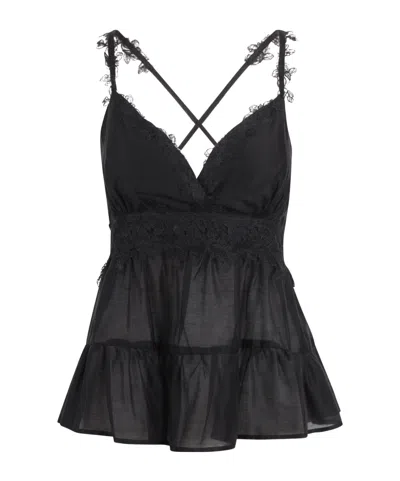Ermanno Firenze Lace Detail Camisole In Black