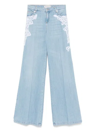 Ermanno Firenze Jeans Mit Spitzendetail In Clear Blue