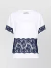 Ermanno Firenze Lace Detail Relaxed Fit Round Neck Top In Multi