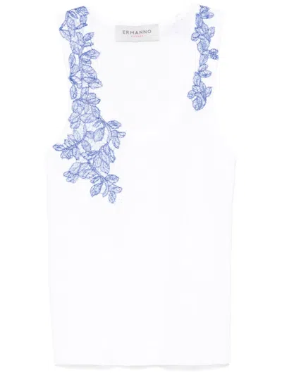 Ermanno Firenze Lace-detail Tank Top In White