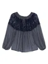 Ermanno Firenze Lace-detailed Blouse In Blue