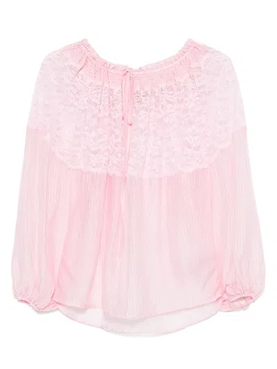 Ermanno Firenze Lace-detailed Blouse In Pink