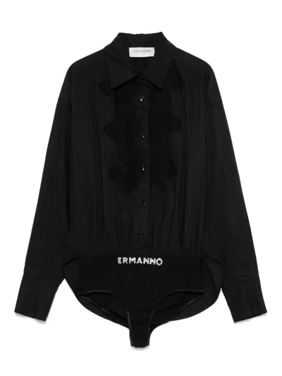 Ermanno Firenze Lace-detailed Bodysuit In Black