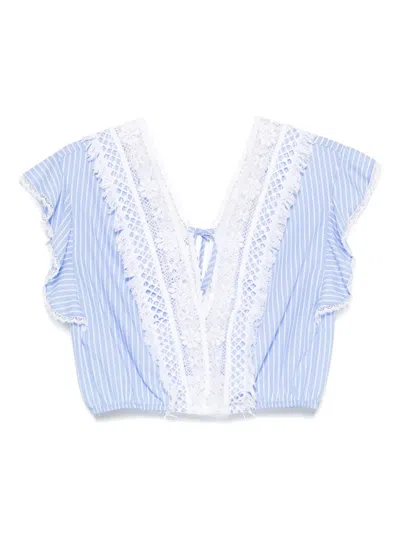 Ermanno Firenze Lace-detailed Top In Blue