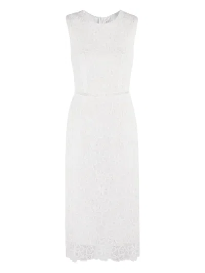 Ermanno Firenze Lace-detailing Midi Dress In Off White