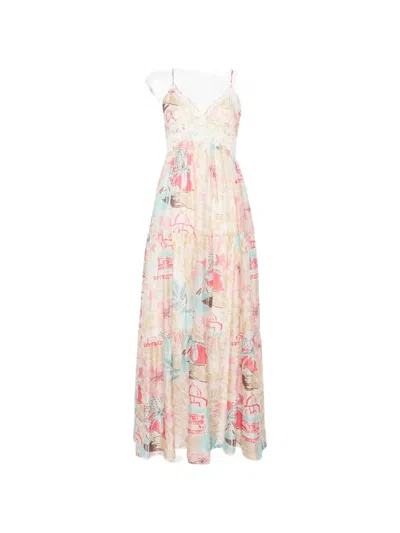 Ermanno Firenze Lace Floral Maxi Dress In Multi
