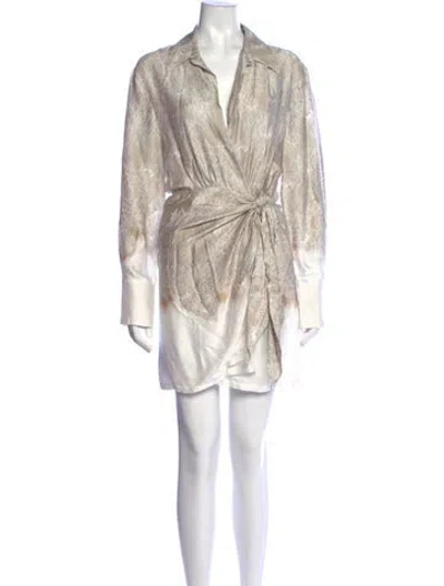 Pre-owned Ermanno Firenze Lace Pattern Mini Dress In Neutral