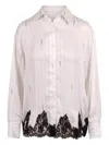 Ermanno Firenze Pinstriped Shirt With Lace In White