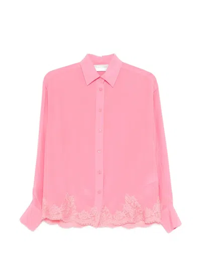 Ermanno Firenze Lace-trim Shirt In Pink