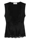 Ermanno Firenze Lace-trim Sleeveless Top In Black
