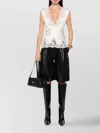 Ermanno Firenze Lace Trim Sleeveless Top With Deep V-neck In White