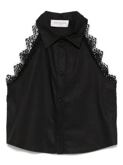 Ermanno Firenze Lace-trim Top In Black