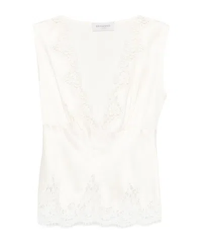 ERMANNO FIRENZE LACE-TRIMMED SLEEVELESS TOP