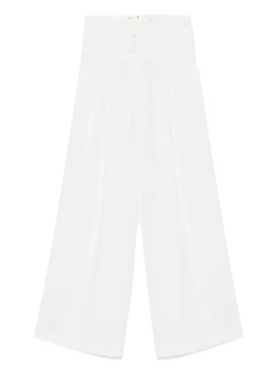 Ermanno Firenze Lace-up Trousers In White