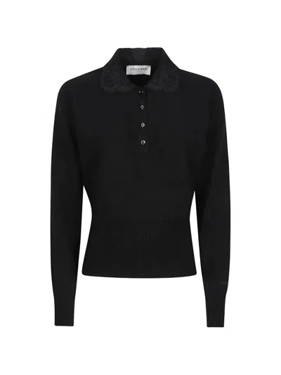 Ermanno Firenze Lace-collar Polo Top In Black