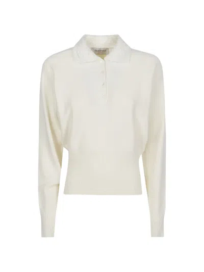 Ermanno Firenze Lace-collar Polo Top In White