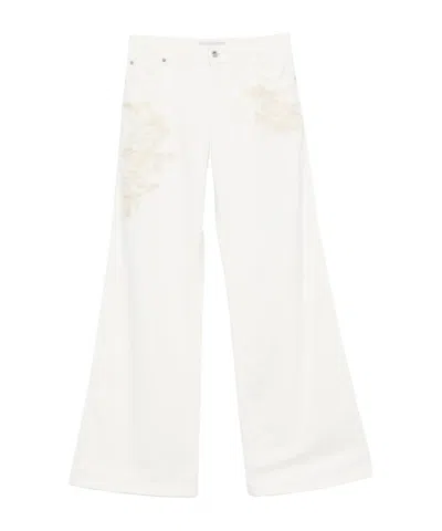Ermanno Firenze Lace-embroidered Flared Pants In White