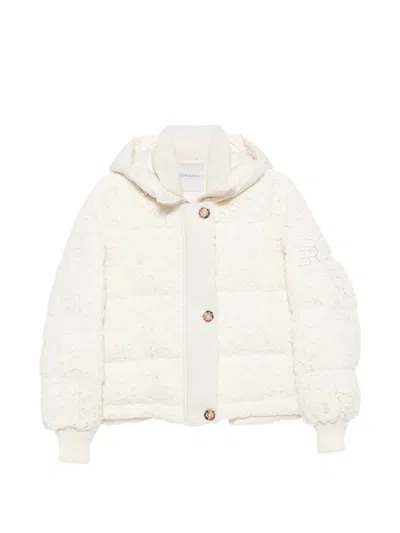 Ermanno Firenze Lace-overlay Puffer Jacket In Neutral