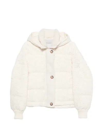 Ermanno Firenze Lace-overlay Puffer Jacket In White