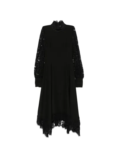 Ermanno Firenze Lace-panelled Asymmetric Dress In Black