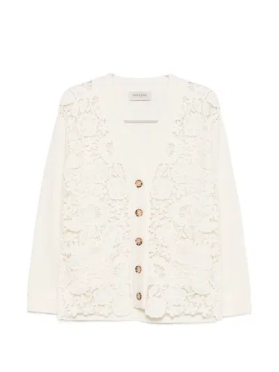 Ermanno Firenze Lace-panelled Cardigan In White