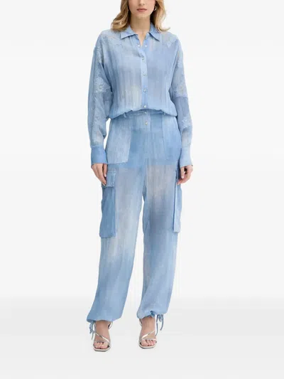 Ermanno Firenze Lace-panelled Cargo Jumpsuit In Blue
