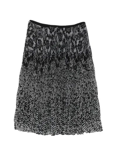 Ermanno Firenze Lace-panelled Pleated Midi Skirt In Black