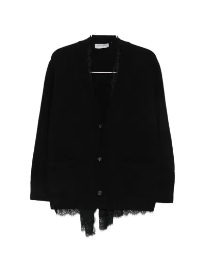 Ermanno Firenze Lace-trim Button-up Cardigan In Multi