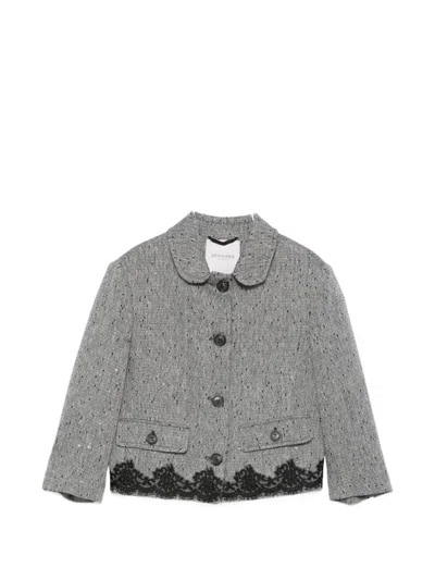 Ermanno Firenze Lace-trim Jacket In Gray