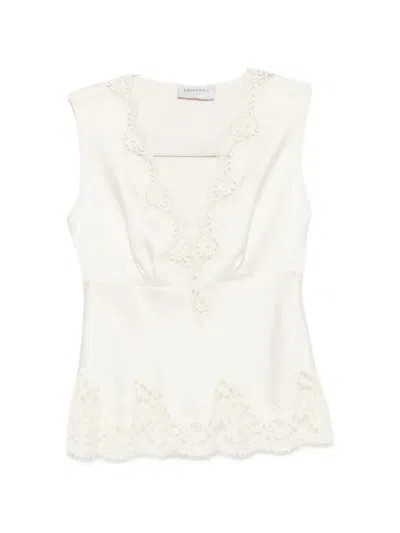 Ermanno Firenze Lace-trim Satin Top In Neutral