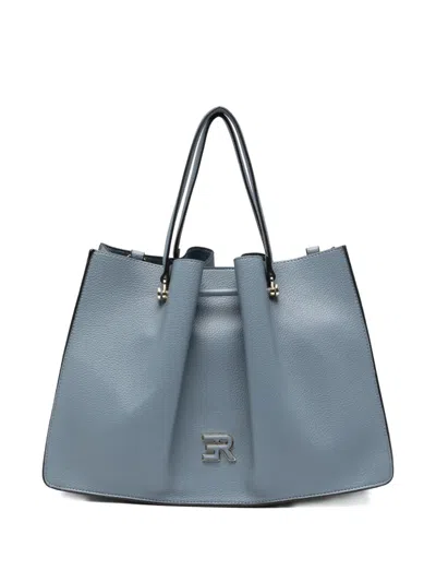 Ermanno Firenze Large Anora Logo-plaque Leather Tote Bag In Blue