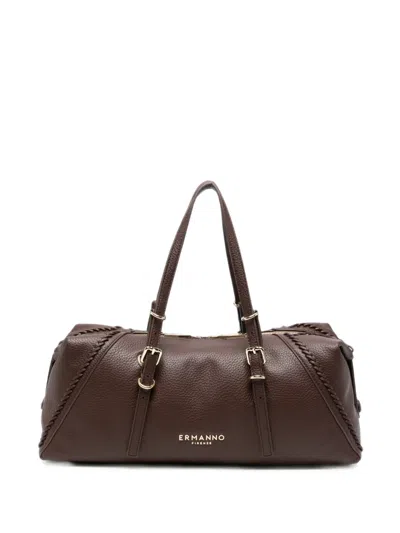 Ermanno Firenze Large Braided-trim Tote Bag In Brown