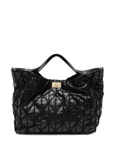 Ermanno Firenze Large Quilted Shoulder Bag In Black