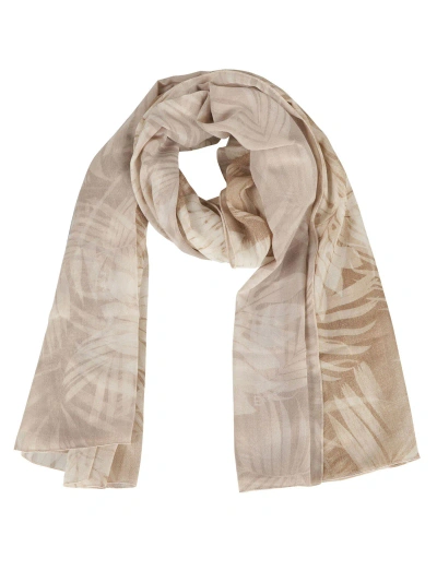 Ermanno Firenze Leaf Print Scarf In Brown