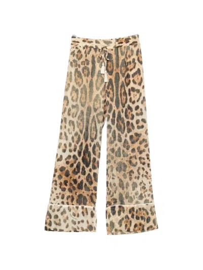 Ermanno Firenze Leopard-print Drawstring-waist Trousers In Animal Print