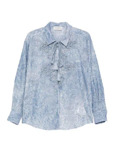 Ermanno Firenze Light Blue Shirt With Ruffles