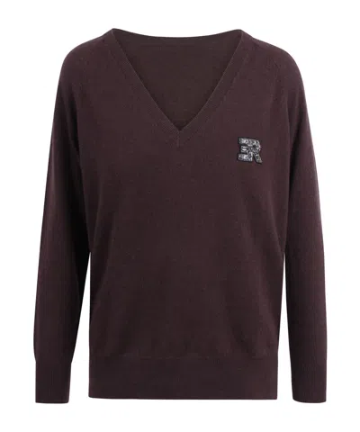 Ermanno Firenze Logo Detail Sweater In Brown