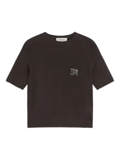 Ermanno Firenze Logo-embellishment T-shirt In Brown