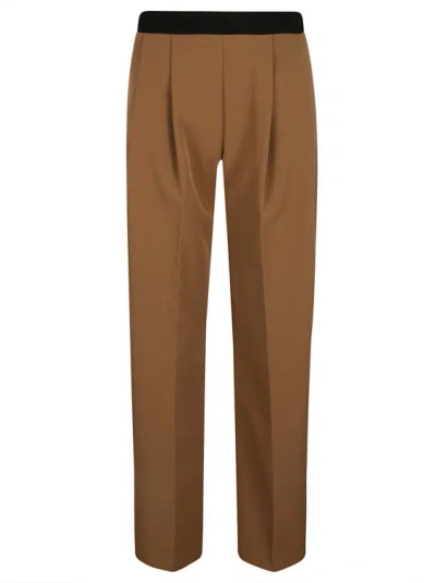 ERMANNO FIRENZE LOGO-WAISTBAND PLEATED TROUSERS
