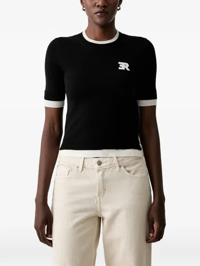 Ermanno Firenze Logo-embroidered Contrast-trim T-shirt In Black
