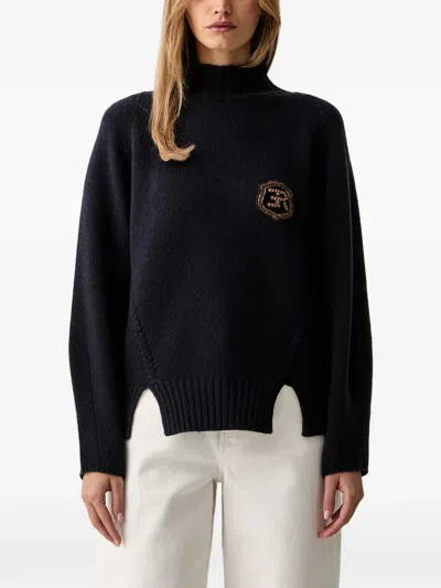 Ermanno Firenze Logo-patch Sweater In Blue