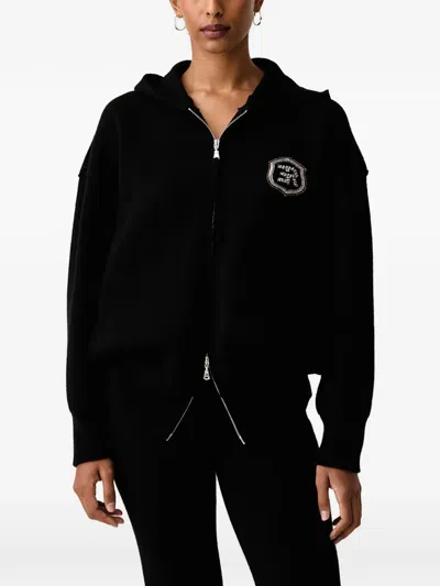 Ermanno Firenze Logo-patch Zip-up Hoodie In Black