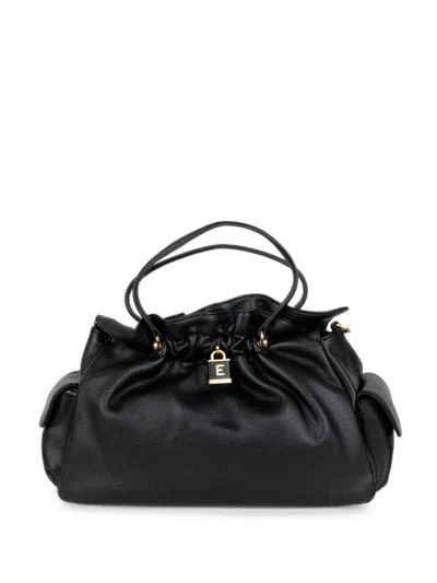 Ermanno Firenze Logo-plaque Gathered Clutch Bag In Black